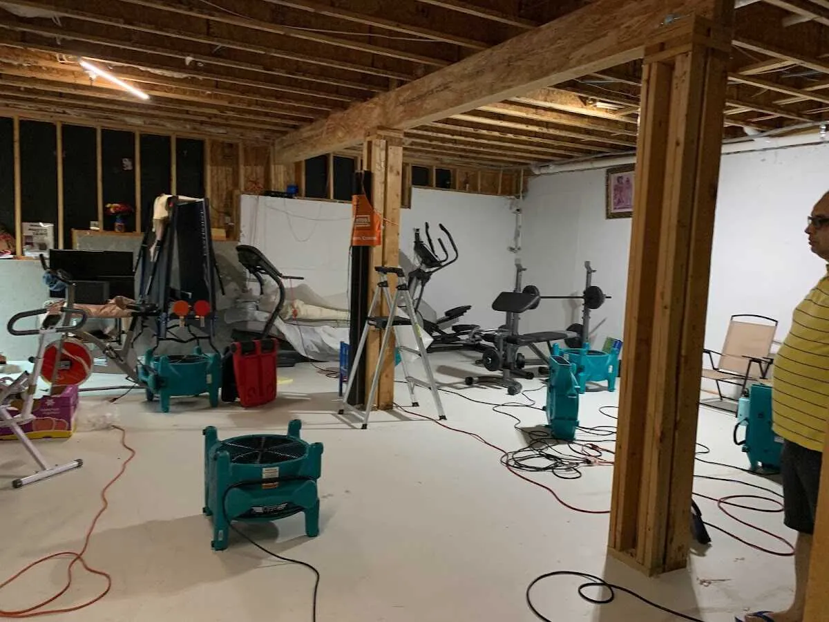 Basement drying equipment setup for Contents Cleaning & Restoration in Blaine