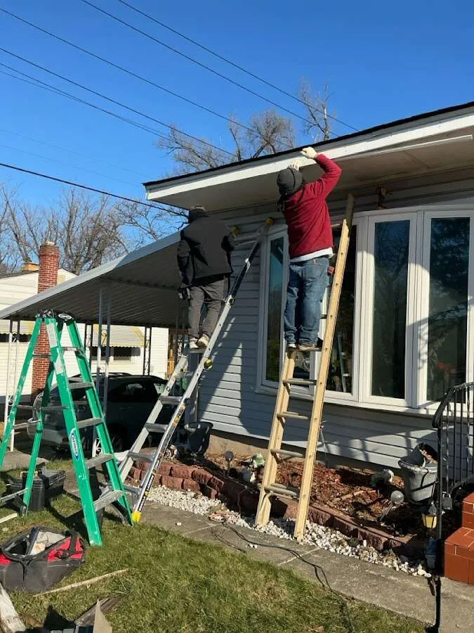 Restoration crew performing exterior repair in Blaine